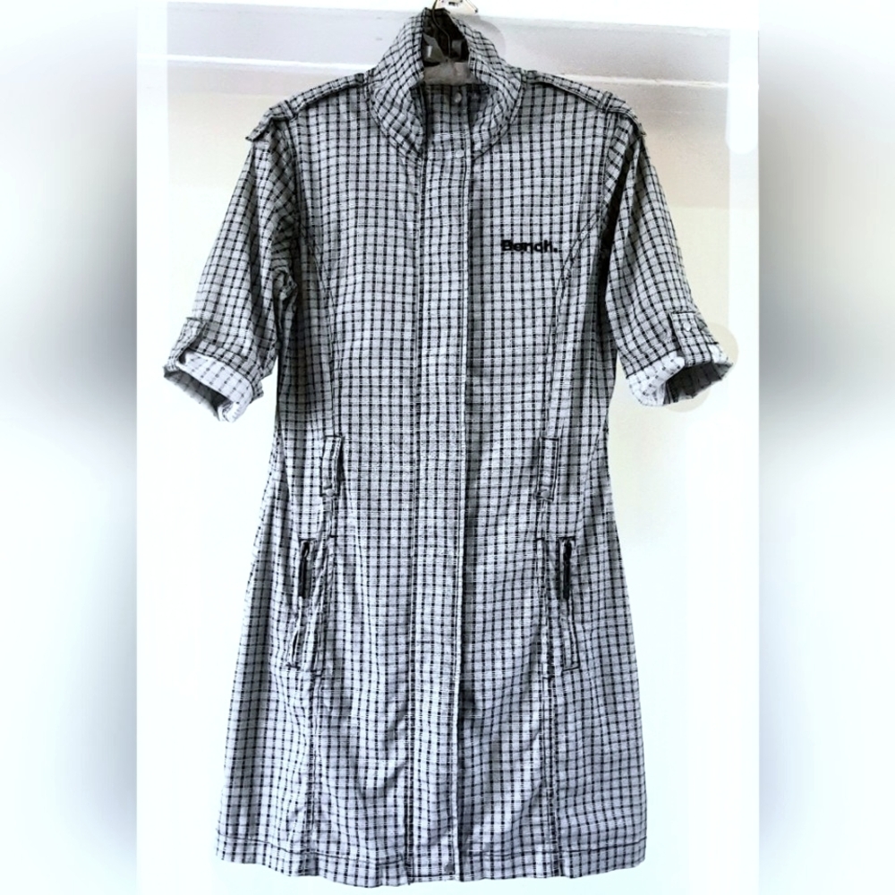 BENCH Black and White Plaid Zippered Dress